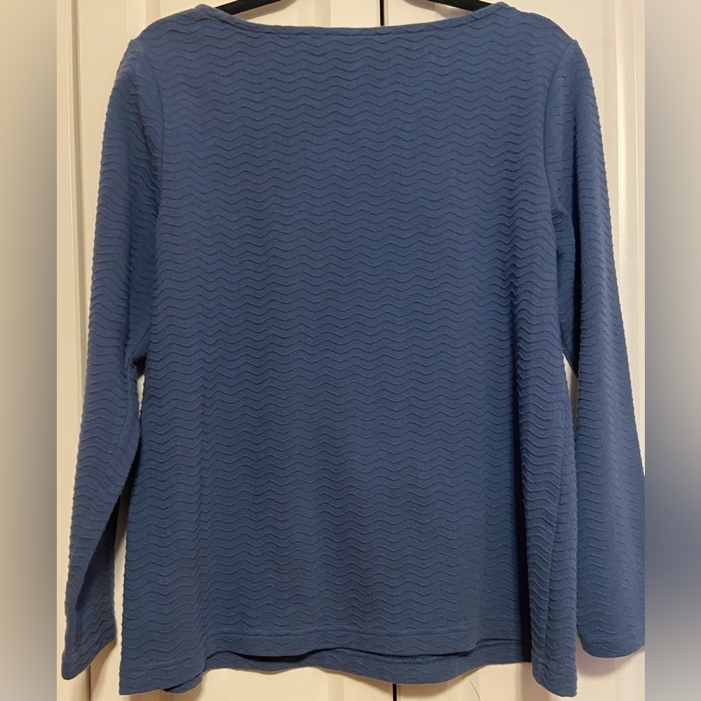 J.Jill Blue Textured Wave Knit Long Sleeve Top Size M - Picture 3 of 5
